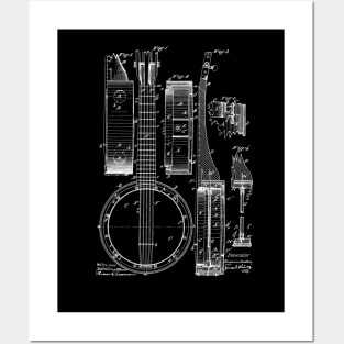 Banjo Vintage Patent Drawing Posters and Art